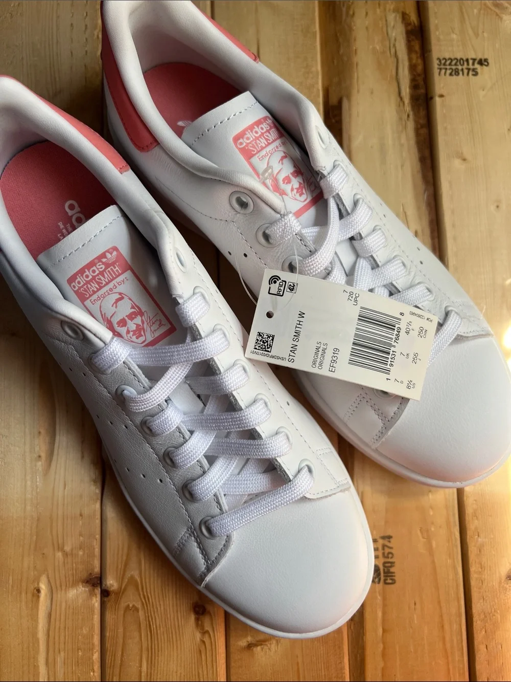 adidas Women’s White Sneakers with Pink Heel